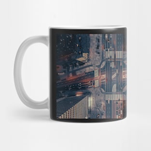 Abstract aerial top down view of crossroad Mug